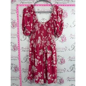 Majora dress floral flowers Flutter Sleeve Pink Floral Smocked Midi Dress